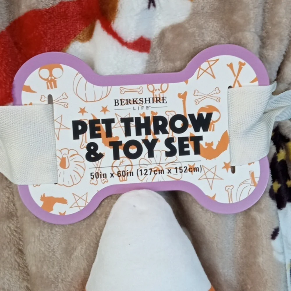 🐾🍒 Berkshire Life Fall Pet Throw Blanket & Toy Set